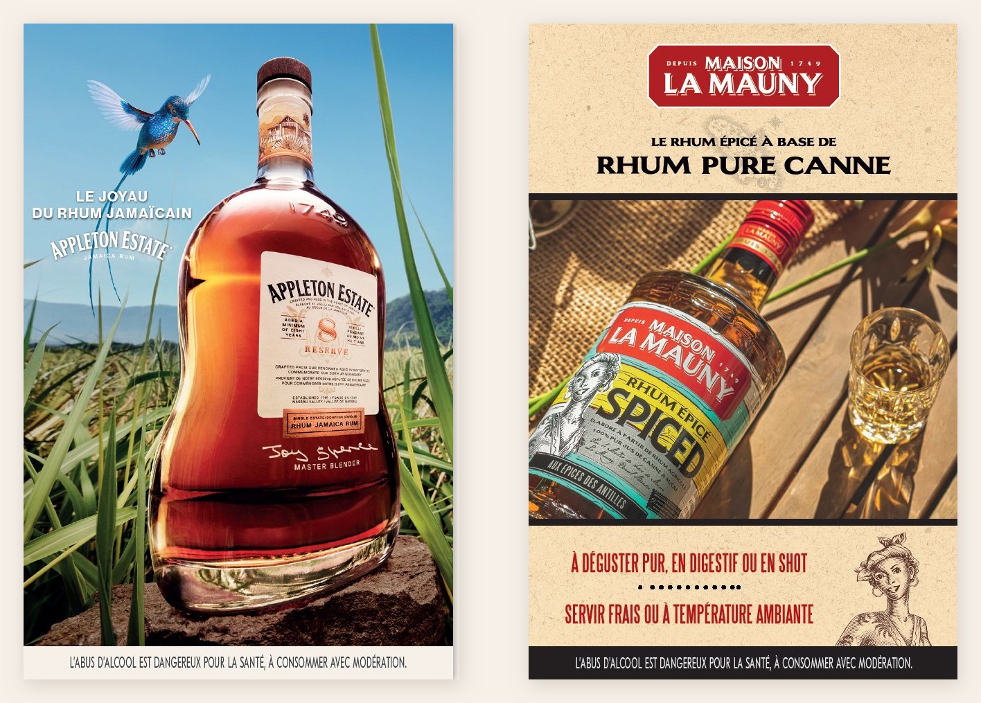 Affiches Appleton Estate et Maison La Mauny, deux marques du portefeuille